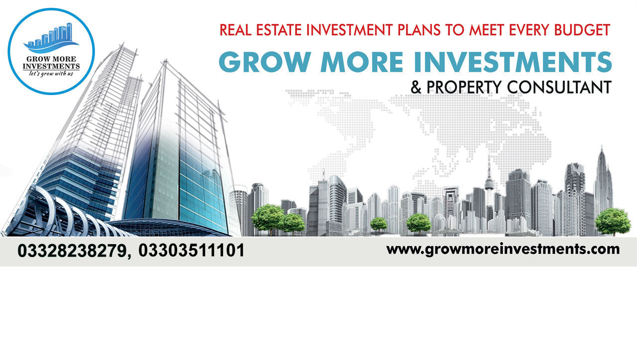 real estate investment opportunity in Pakistan. Rapidly emerging Real Estate Company Grow More Investments & Property Consultant working in Karachi & Islamabad since many years